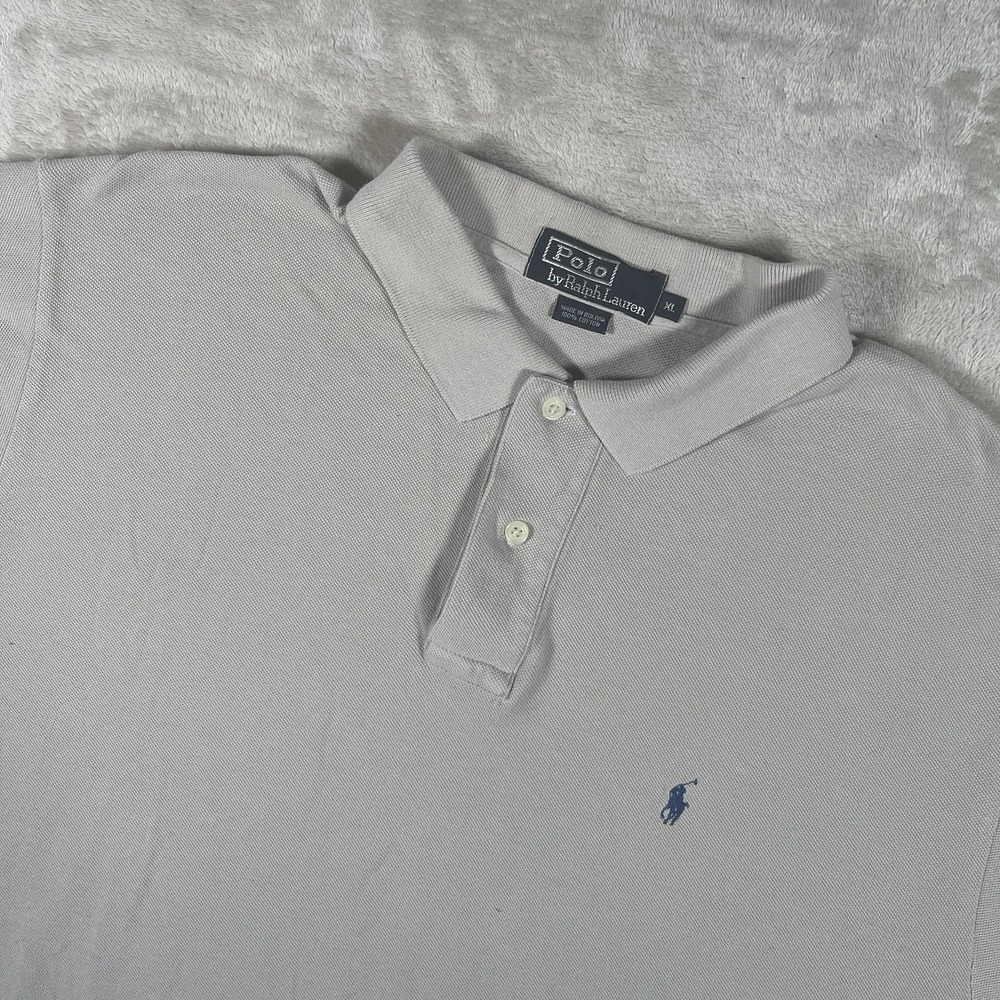Polo Ralph Lauren Polo Shirt Men's XL Short Sleeve Gray Cotton Knit 90's